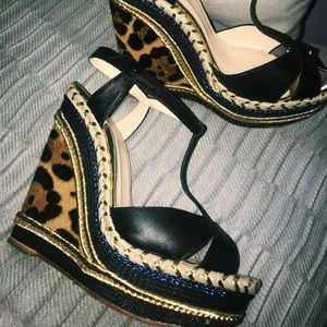 Christian Louboutin Tratolita Calf Wedge BLK/GOLD
